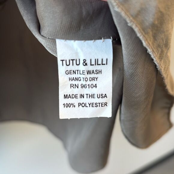 tutu & lili blouse tunic grey brown one size short sleeve polyester - Picture 3 of 7